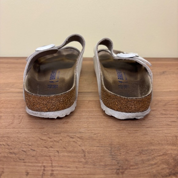 BIRKENSTOCK Womens Arizona Slide Sandals Size 40 White Leather Comfort Casual - Picture 11 of 13